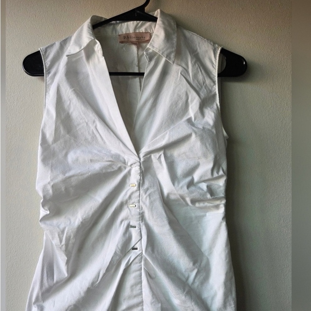 Philosophy Ivory Sleeveless Ruched Blouse